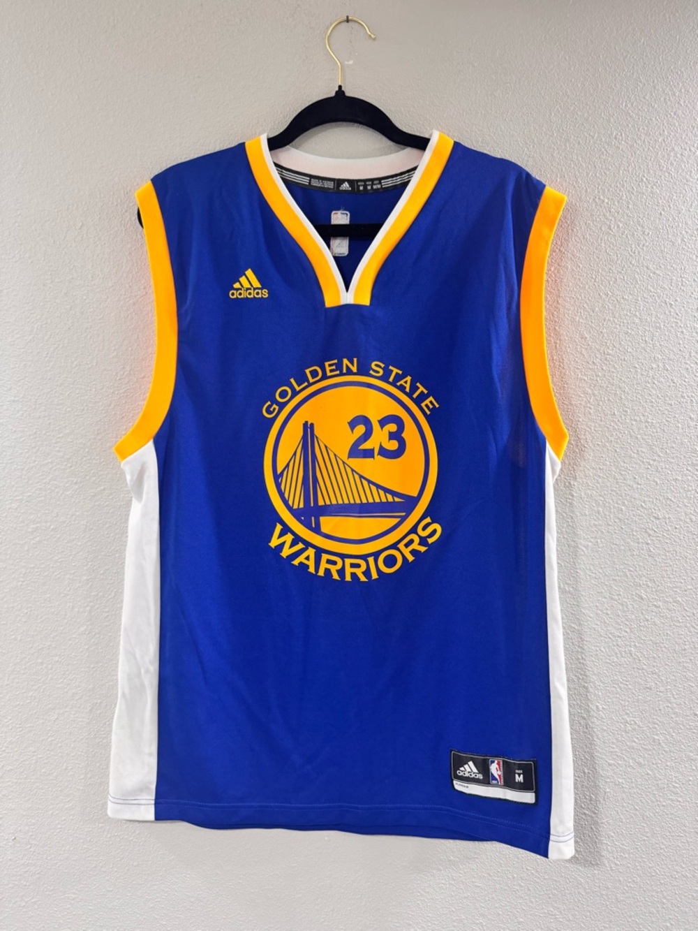 adidas Royal Blue and White Basketball Jersey with Yellow Trim